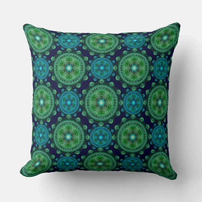 Coussin Motif oriental vert fractal (Recto)