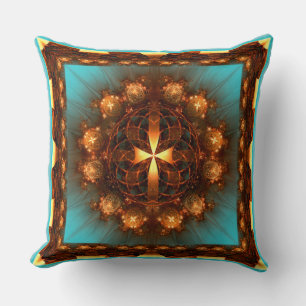 Coussin Motif orné de croix fractale lumineuse