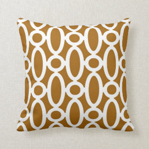 Coussin Motif ovale moderne de liens dans le caramel et le
