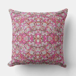 Coussin Motif paisley blanc rose