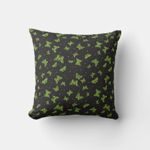 Coussin Motif papillon vert noir vintage