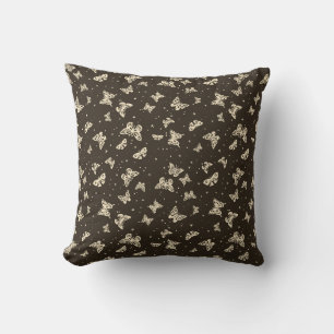 Coussin Motif papillon vintage marron