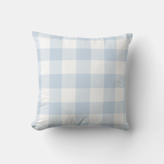 Coussin Motif Pastel bleu et blanc En vichy À damiers (Recto)