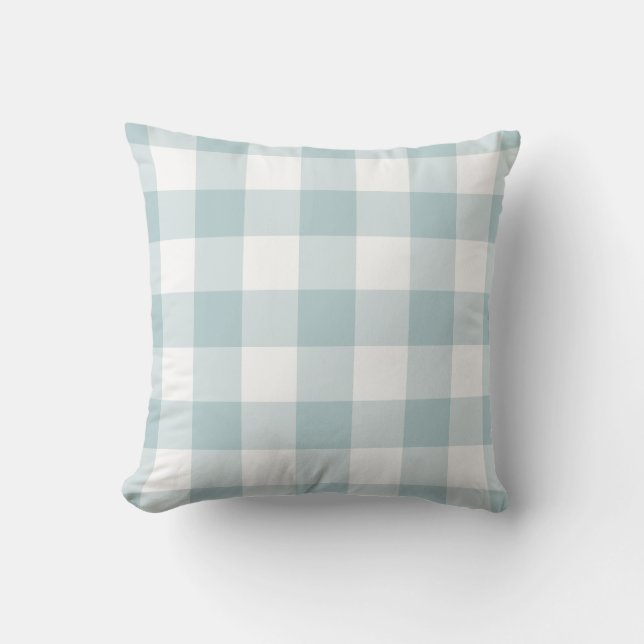 Coussin Motif Pastel bleu et blanc En vichy À damiers (Recto)