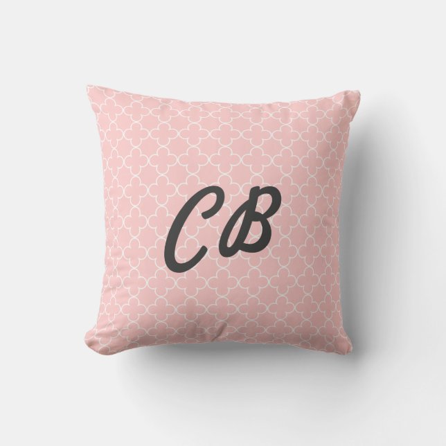 Coussin motif Pastel rose monogramme (Recto)