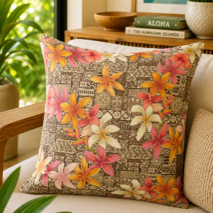 Coussin Motif Patchwork Kapa Floral Aloha Vintage