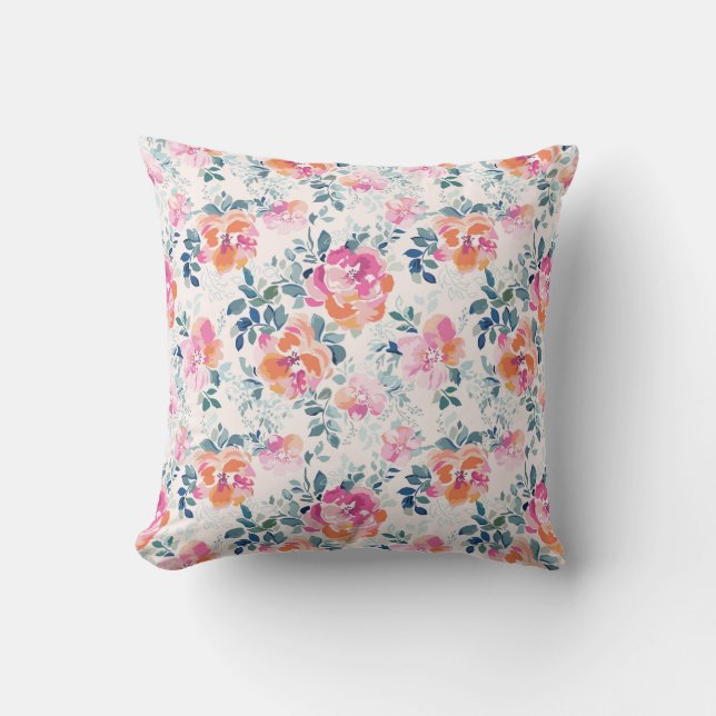 Coussin Motif peint de roses (Recto)