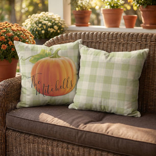 Coussin Motif personnalisé citrouille automne lumière vert