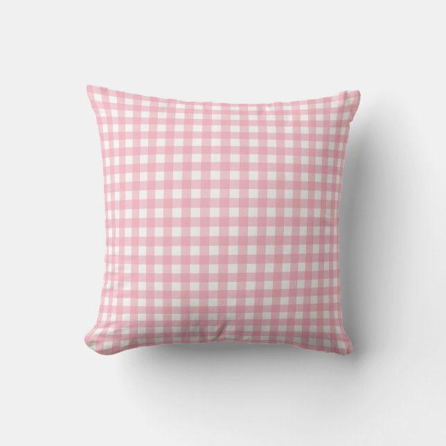 Coussin Motif Plaid Buffalo rose classique (Recto)