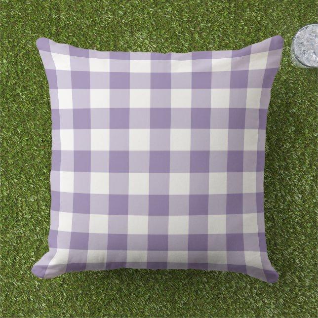 Coussin Motif Plaid En vichy violet blanc (Herbe)