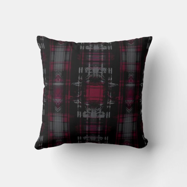 Coussin Motif Plaid Gothique Grungy Grunge Frappé (Verso)