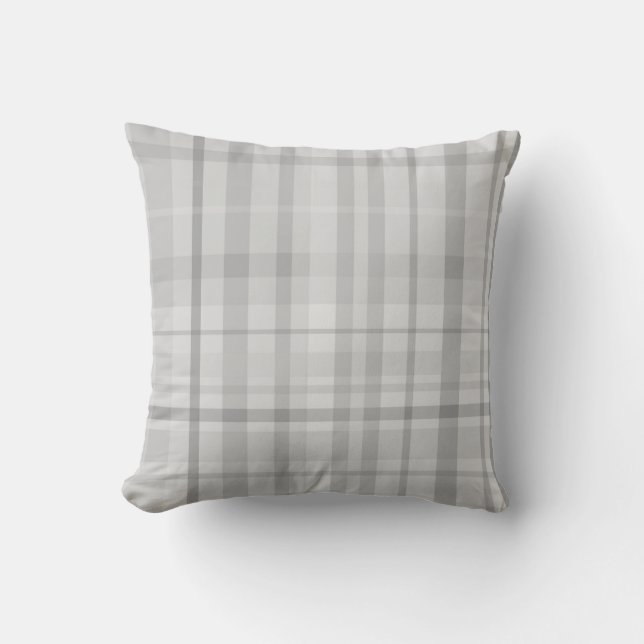 Coussin Motif Plaid gris clair Design minimal chic (Recto)
