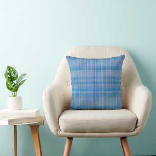 Coussin Motif Plaid Lavender bleu