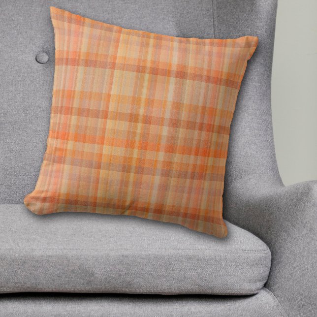 Coussin Motif Plaid Orange Automne (Créateur téléchargé)