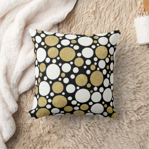 Coussin Motif point noir et or