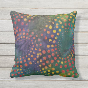 Coussin Motif points de batik arc-en-ciel Boho Violet Vert