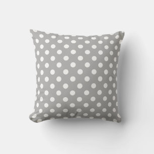 Coussin Motif Pois blanc sur Arrière - plan gris