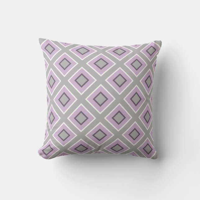 Coussin Motif pourpre de lavande grise géométrique moderne (Recto)