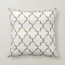 Motif Quatrefoil Blanc Satin & Or