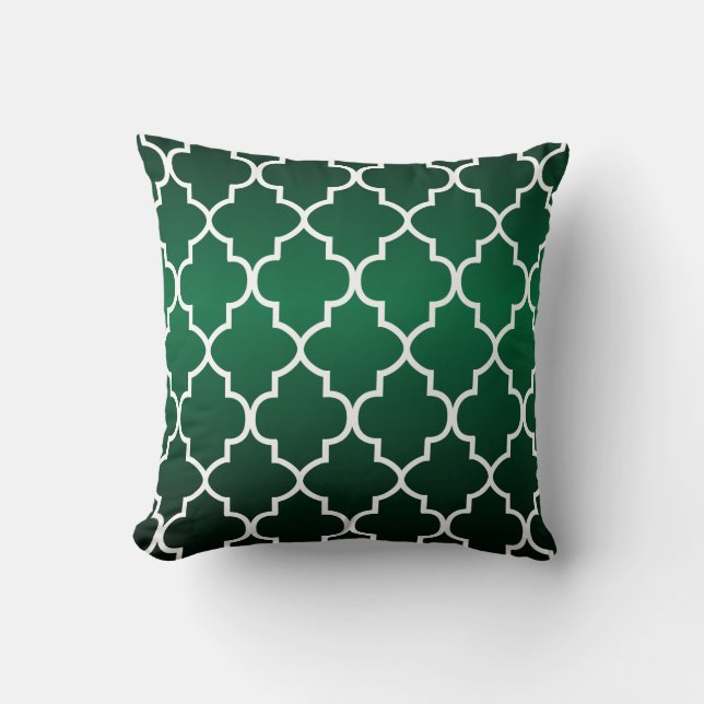 Coussin Motif Quatrefoil blanc sur Dark Forest Green (Recto)