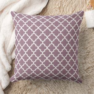 Coussin Motif Quatrefoil marocain moderne Dusty Plum