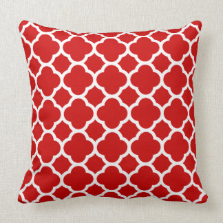 Coussin Motif Quatrefoil rouge et blanc