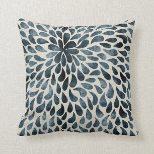 Coussin Motif Raindrop Deep Blue