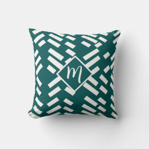 Coussin Motif rayé diagonal minimaliste, monogramme