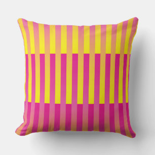 Coussin Motif rayé orange jaune rose