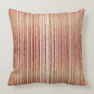 Coussin Motif rayé rouge, beige et blanc