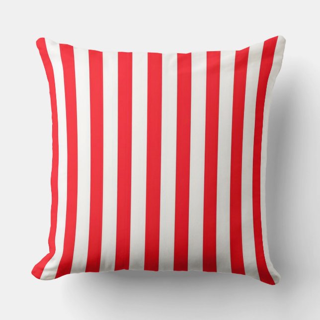 Coussin Motif rayé rouge et blanc (Recto)