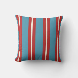 Coussin Motif rayé rouge et bleu vibrant Design Moderne