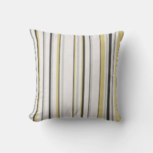 Coussin Motif rayé texturé. Noir, moutarde, gris Th