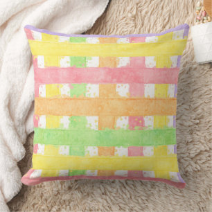 Coussin Motif rayé tissé à l'aquarelle pastel
