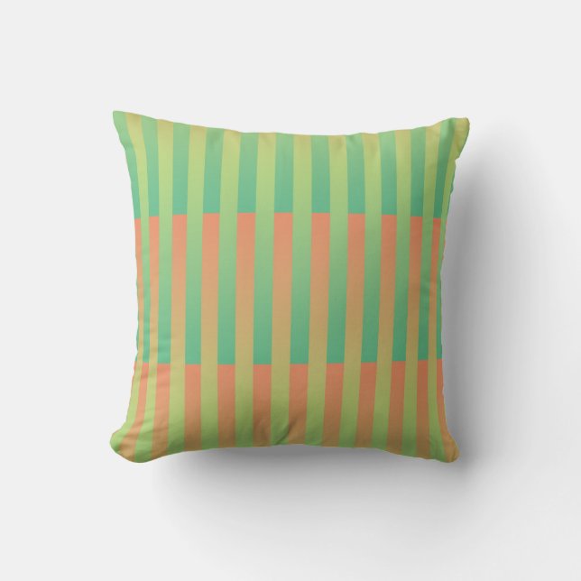 Coussin Motif rayé vert orange (Recto)