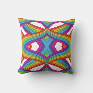 Coussin Motif rayures arc-en-ciel colorées modernes