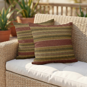Coussin Motif rayures automne vintage rustique cosy