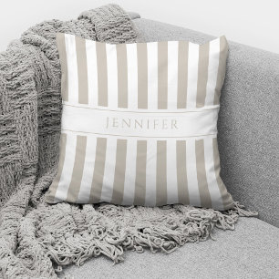 Coussin Motif rayures beige taupe élégant Nom