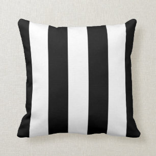 Coussin Motif rayures blanches et noires larges et gras mo