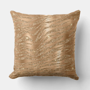 Coussin Motif rayures de tigre sauvage paillettes or éléga