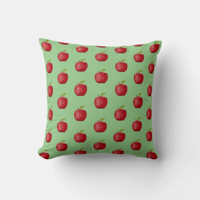 Coussin Motif Red Apple sur Light Lime Green (Recto)