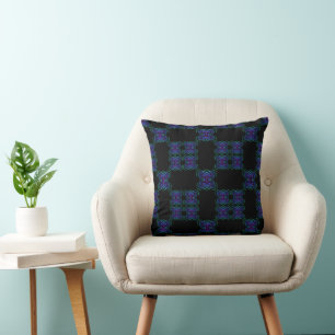 Coussin Motif Répété de Ligne Superposée Translucide Abstr