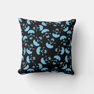 Coussin Motif Répétitif Bleu et Noir | Motif de Crâne