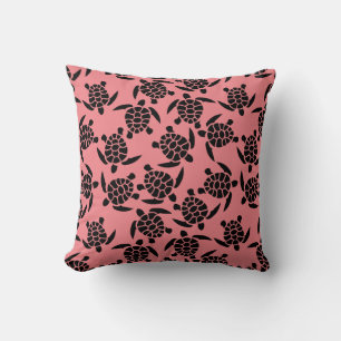 Coussin Motif répétitif noir et rose   Motif Tortue de Mer