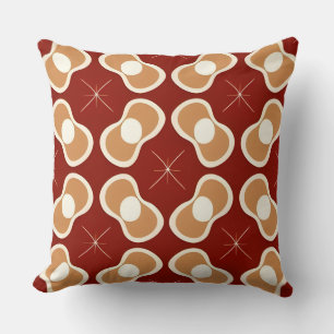 Coussin Motif Rétro dans des Tons Terreux avec Abstraction