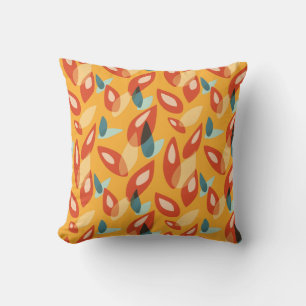 Coussin Motif Rétro Géométrique Abstrait En Orange Jaune