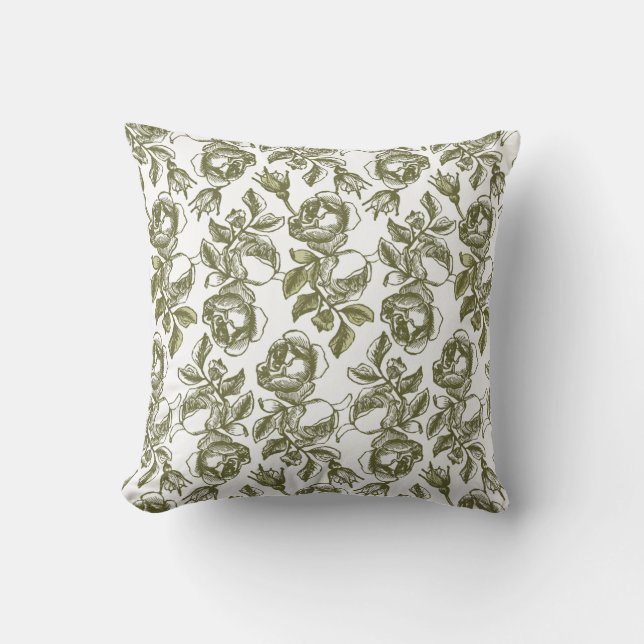 Coussin Motif Rose blanc et Faux Gold (Recto)
