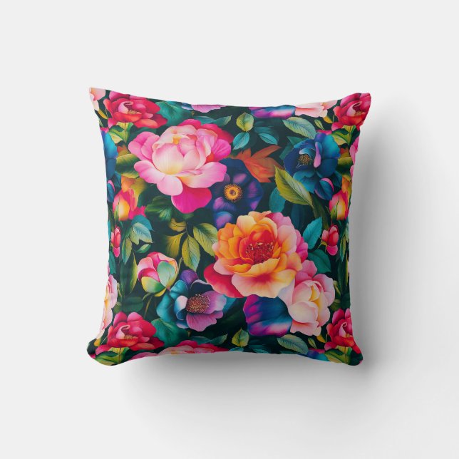 Coussin Motif rose chic et dynamique (Recto)