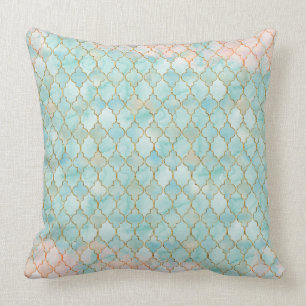Coussin Motif rose-clair et d'Aqua de Maroccan