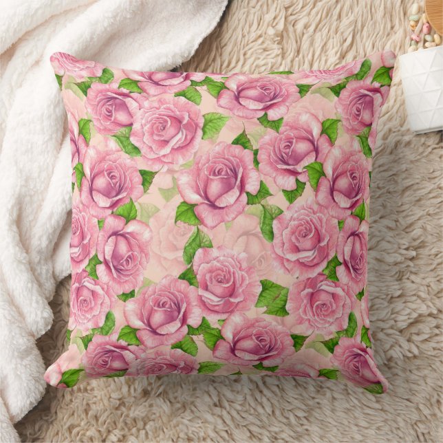 Coussin Motif rose d'aquarelle rose (Couverture)